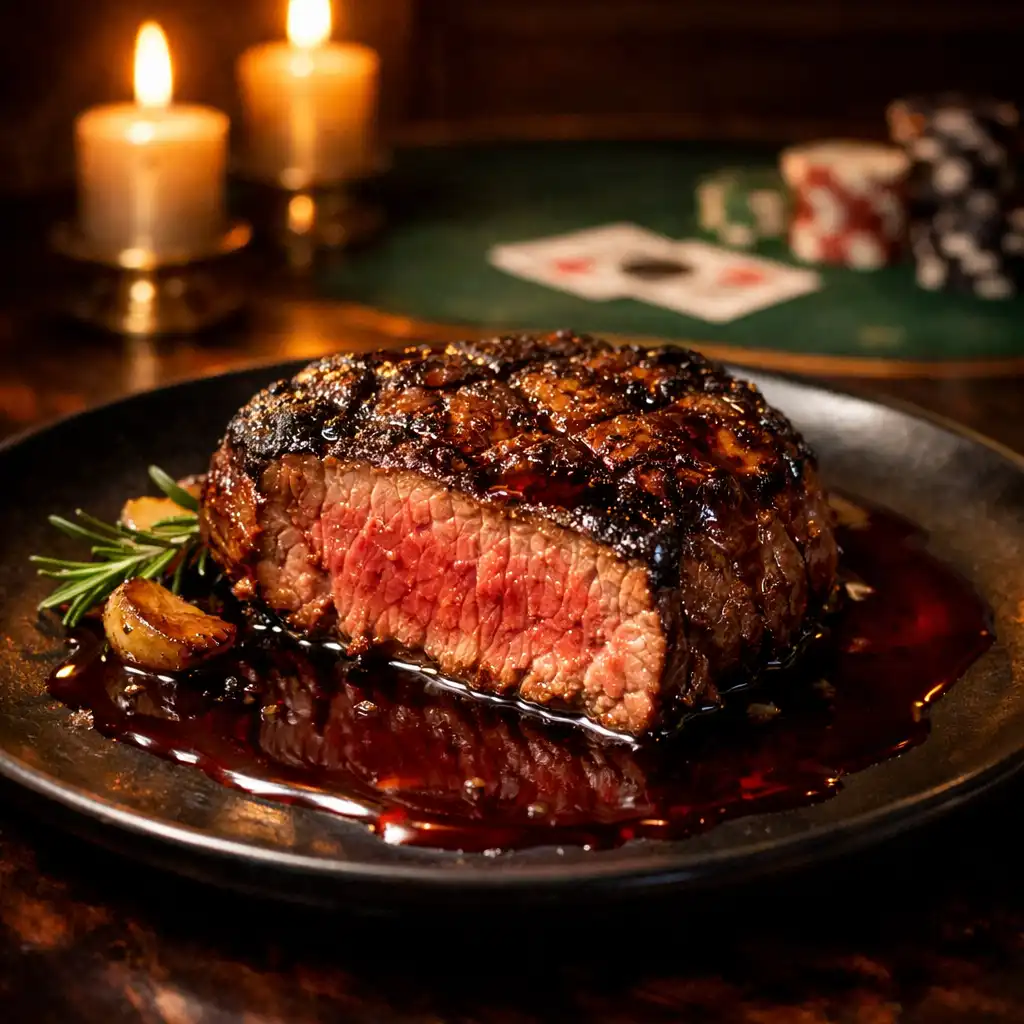 Tűzön sült marha steak vörösboros jus-vel